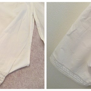 Antique French Cami Knickers Beautiful 1900 Edwardian Lace Trim Crisp White Cotton Victorian Drawers tie Bloomers B3