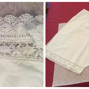 PRETTY Antique French Crisp White cotton Lingerie Cami knickers Shorts Split Victorian Drawers Front Tie Lace Hem CULOTTE  Theatre Drama B1