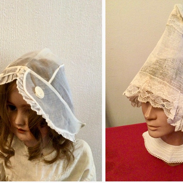 2 Fabulous Regency Style Georgian Stiff Linen Hats Pride & Prejudice Style Poke Bonnets~ Theatrical Theatre Jane Austen Re-enactment Quaker