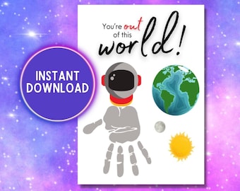 Alien Outer Space Handprint Art Craft Printable, Kids Toddler Baby DIY ...