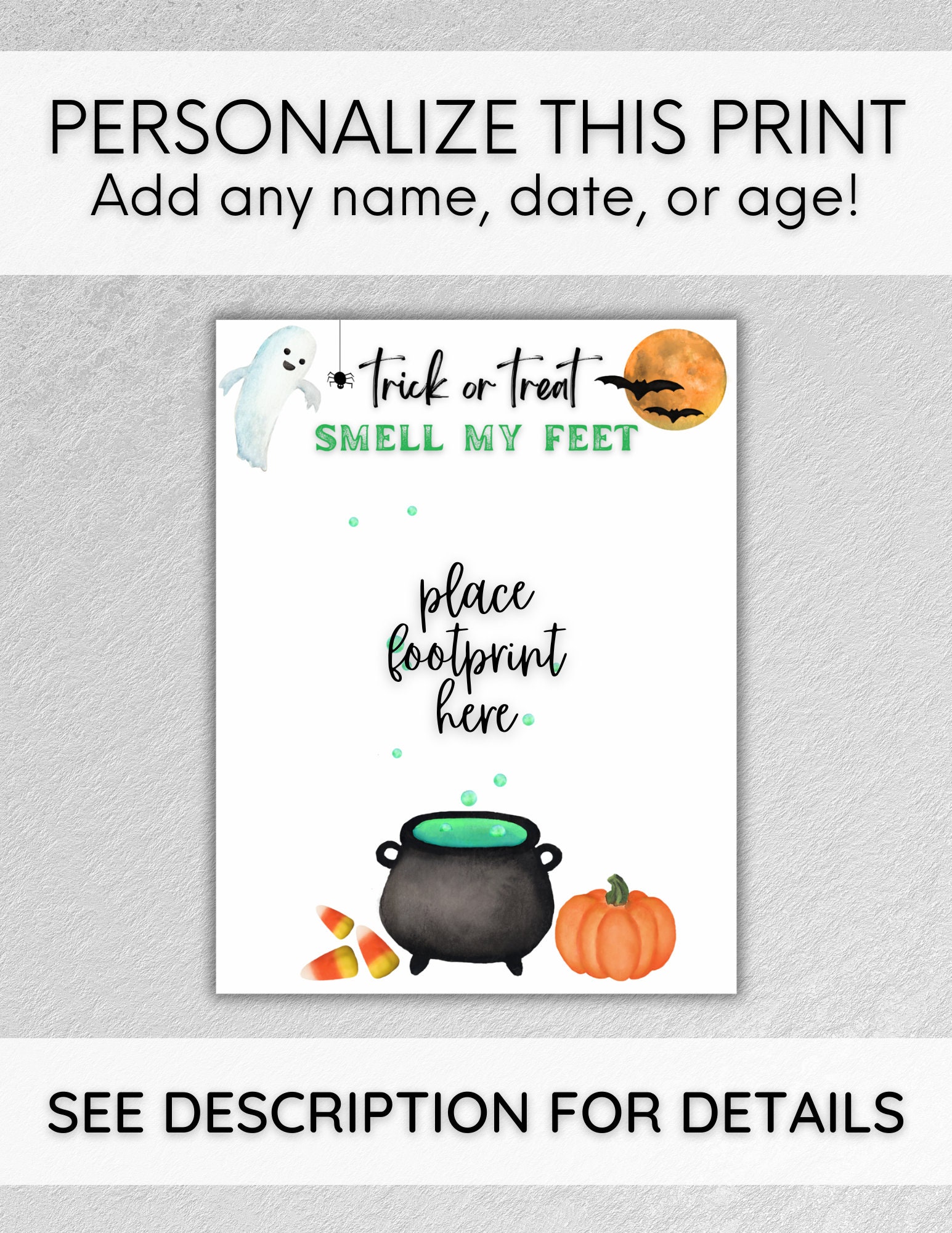 Halloween Footprint Art Craft Printable, Handprint Trick or Treat Smell ...