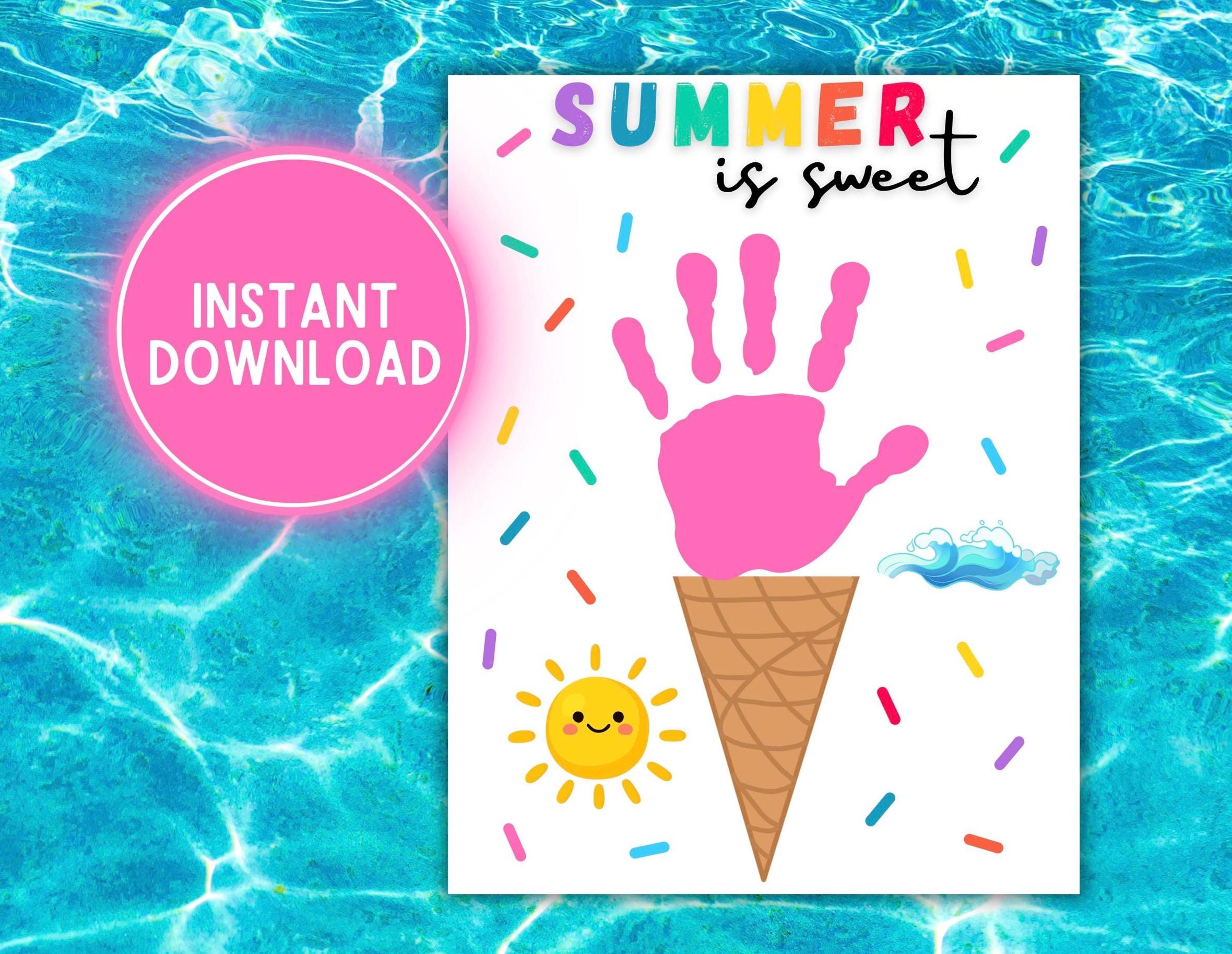 37 Bright & Fun Sun Crafts for Kids 12 Summer Is Sweet Handprint Art Craft Printable, Footprint, Baby…