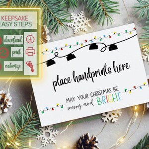 Christmas Lights Handprint Art Craft, Printable, Kids Handprint Art, Gift, Toddler, DIY, First Christmas, Baby Keepsake, Digital Download image 3