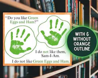 Green Eggs and Ham Dr Seuss book Handprint Art Craft Printable, Kids Toddler Baby DIY Footprint Keepsake, Daycare Pre-K Digital Download