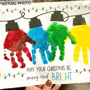 Christmas Lights Handprint Art Craft, Printable, Kids Handprint Art, Gift, Toddler, DIY, First Christmas, Baby Keepsake, Digital Download image 4