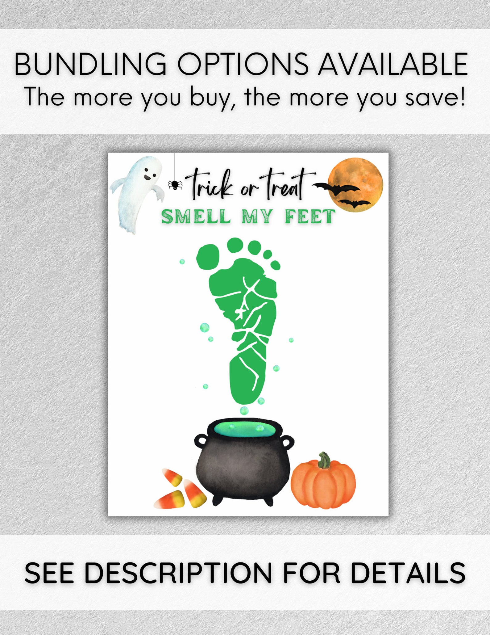 Halloween Footprint Art Craft Printable, Handprint Trick or Treat Smell ...