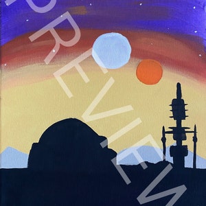 Twin Sun Space Farm Painting Digital Download