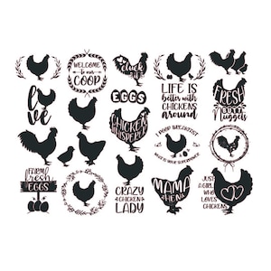 Chicken SVG Bundle, Hen Bundle SVG, Farm Fresh Eggs, Farm Life, Farm SVG Decal Files, cut files for cricut, svg, png, dxf