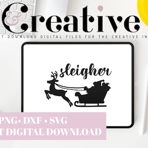 Sleigher, Funny Santa Sleigh, Funny Christmas Decal Files, cut files for cricut, svg, png, dxf