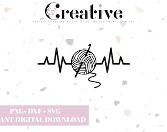 Archivos de corte SVG, PNG y DXF de latidos de ganchillo (descarga digital)