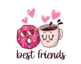 Donut Best Friends, Donut and Coffee SVG, Valentines Day SVG Decal Files, cut files for cricut, svg, png, dxf