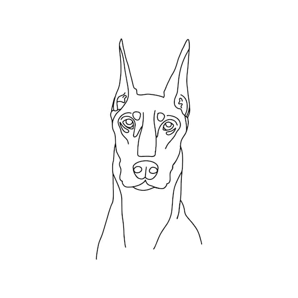Doberman Illustration, Doberman Drawing SVG, Dog Illustration SVG, Dog Drawing SVG Decal Files, cut files for cricut, svg, png, dxf