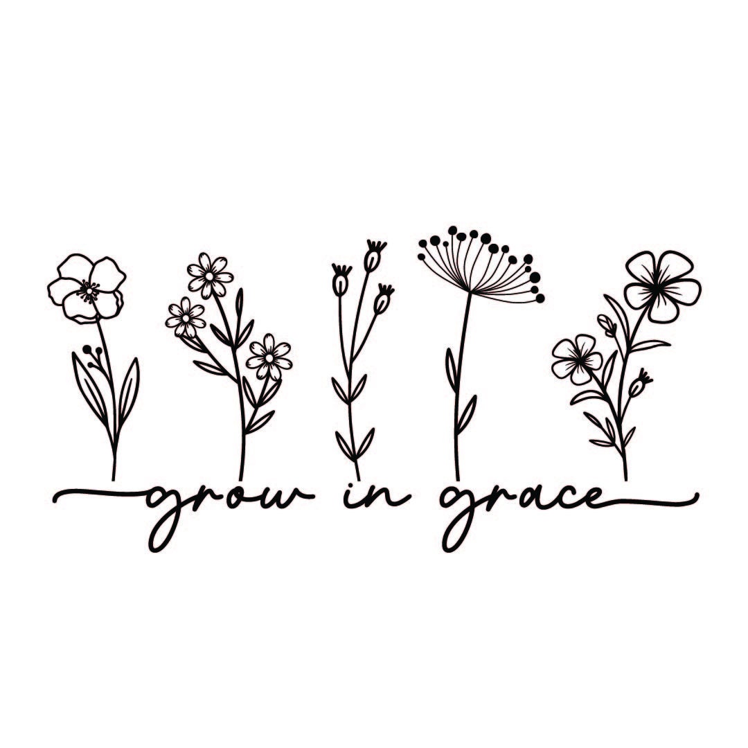 Wildflowers SVG, Grow in Grace, Floral Decal Files (digital Download ...