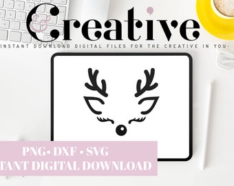 Cute Reindeer, Christmas Decal Files, cut files for cricut, svg, png, dxf