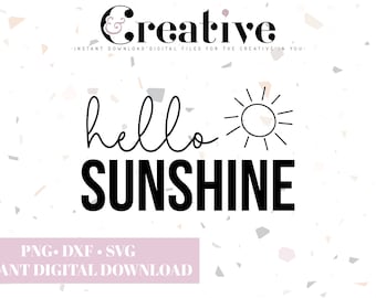 Hola, sol (SVG, PNG, DXF, archivos de corte de Cricut) (descarga digital)