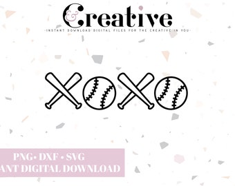 Baseball Mom XOXO (svg, png, dxf) (Digital Download)
