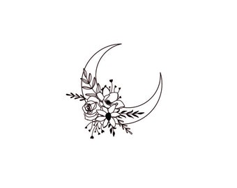 Archivos SVG de media luna floral y calcomanías de flores silvestres (descarga digital)