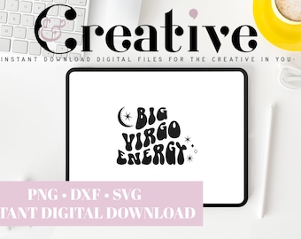 Big Virgo Energy Zodiac Decal Files, archivos cortados para cricut, svg, png, dxf
