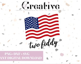 Bandera del 4 de julio de Two Fiddy America (Aniversario del 4 de julio) en formato SVG, PNG y DXF.