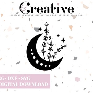 SVG Celestial, SVG da Lua, Fase da Lua Celestial, SVG da Lua Floral, Arquivos de Decalques, arquivos de corte para cricut, svg, png, dxf