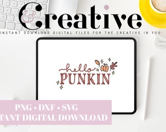 Hola Punkin Decal Files, archivos cortados para cricut, svg, png, dxf