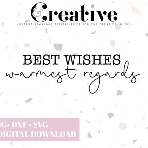 Puede incluir: Una descarga digital de un gráfico que dice "BEST WISHES warmest regards" en texto negro sobre un fondo blanco con un patrón de terrazo.