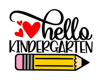Calcomanía SVG "Hola Kindergarten", primer día de clases (descarga digital)