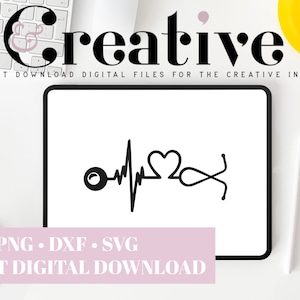 Healthcare Heart Stethoscope, Doctor, Nurse, Healthcare Decal Files, cut files for cricut, svg, png, dxf