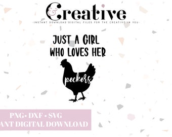 SVG de "A la chica le encantan las gallinas", calcomanías divertidas de gallinas (descarga digital)
