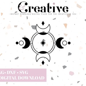 SVG Celestial, SVG da Lua, Fase da Lua Celestial, SVG da Lua Floral, Arquivos de Decalques, arquivos de corte para cricut, svg, png, dxf