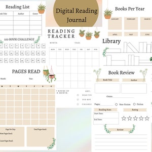 Digital Download, Digital Reading Journal, Printable Journal, Reading ...