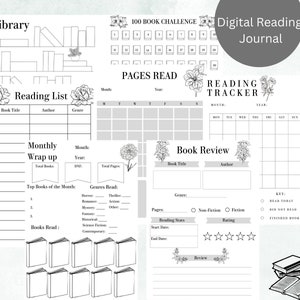 Digital Download, Digital Reading Journal, Printable Journal, Reading Tracker, Reading Log, Reading Journal, Reading Challenge