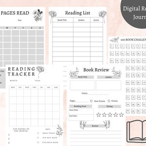 Digital Download, Digital Reading Journal, Printable Journal, Reading ...