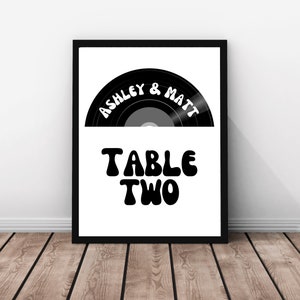 Retro Wedding Table Number | Vinyl Record Table Numbers | For the Record | 70&#39;s Wedding Table Numbers | Editable Template |