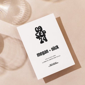 Retro Wedding Invitation Template | 70&#39;s Wedding | Groovy Wedding Invite Template | Editable Template | Disco Wedding | Disco Ball Invite