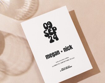 Retro Wedding Invitation Template | 70's Wedding | Groovy Wedding Invite Template | Editable Template | Disco Wedding | Disco Ball Invite
