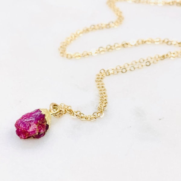 Rough Cut Ruby Necklace