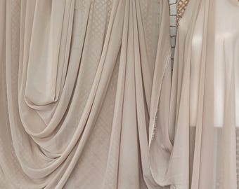 Taupe Chiffon Fabric By Yard, Sheer Fabric Light Weight Chiffon, Cream Bridal Neutral Material for Drapes, Dress Arch Draping Fabric