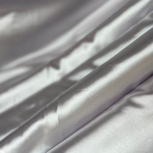 Silver Stretch Silk Charmeuse Fabric, Silver Silk for Gowns, Prom Slip Dress Light weight Sold By Yard, Gray Silk Charmeuse Luxury Silk