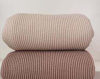 Neutral Ribbed Waved Knit Fabric, Stone 4 way Stretch Curly Rib, Luxury Camel Fabric by the Yard, for Apparel, DIY Crafts Projects, Fashion