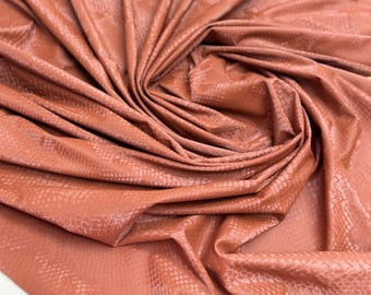 Mocha Snake Embossed PU Leather Fabric by Yard Faux Soft Leather Stretch Snake Skin, for Costumes, Bags Dress Jackets, Fashion Crafts 200GSM