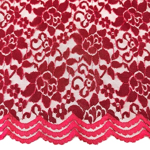 Roter Blumenspitze-Gewebe Schüttgut, Luxus-ausgebogter Rand-Nylon-rote Spitze für Brauthochzeits-Kleider, Kleider-Tischläufer, besondere Anlässe DIY