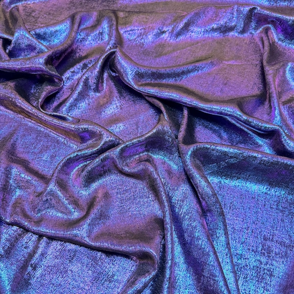 Purple Galaxy Foil Multi Shimmer Metallic Fabric by Yard Reflective Shiny Hologram Iridescent Material for Kimonos Kids Dress Crafts 115GSM