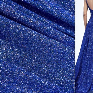 Blue Glitter Knit Fabric 