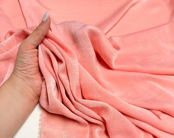 Tissu satiné soyeux lavé rose pêche par mètre Satiné doux et brillant blush pour robes de mariée Robes, mariée, costumes, doublures, noeuds 58/59 w