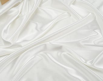 Ivory Bridal Silky Satin Fabric by the Yard, 60” Light Stretch Satin for Wedding Gowns, Dresses, Lingerie & Decor