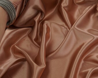 Mocha Silky Satin Fabric by the Yard, Brown Soft Stretch Satin Charmeuse Style, Bridal & Bridesmaid Dress Fabric, Prom, Lingerie, Apparel