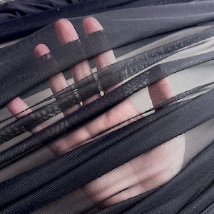 Black Power Mesh-Gewebe, durchsichtiges Mesh, 4-Wege-Stretch-Power-Mesh-Schüttgut, schwarzes Nylon / Spandex, 60-Zoll-Breitbild, Premium-Qualität, erschwinglicher Stoff