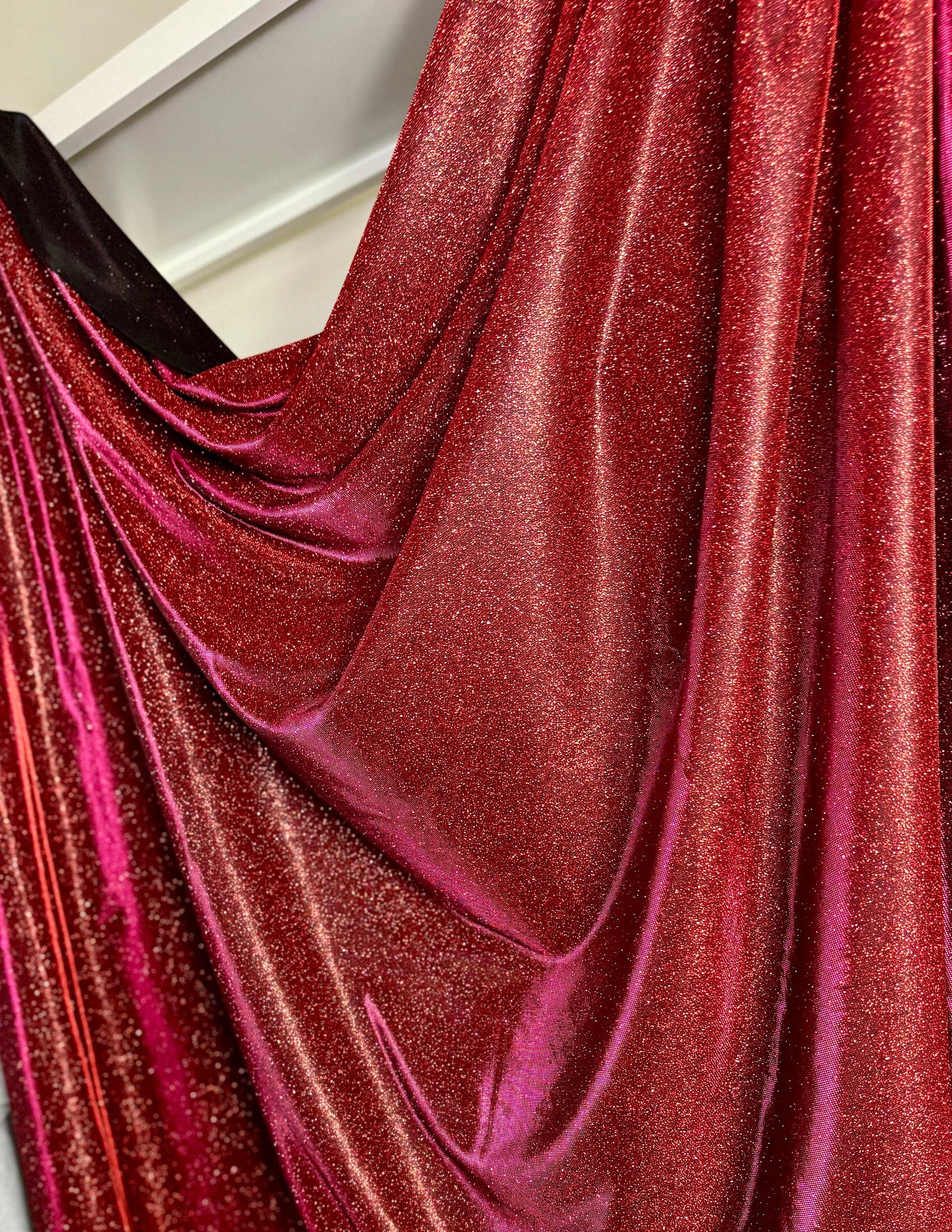 Red Lurex Glitter Fabric/ Glimmer/ Red Shimmer Fabric, Red Glitter Fabric  for Gown, Backdrop, Drapes by Yard, Luxury Sparkle Fabric 