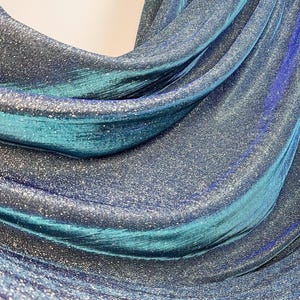 Slate Blue Foam Lurex Glitter Fabric by Yard, Fade Blue Sparkling Lurex for Shimmery Dress, Gown, Drapes Luxury Fabric, Premium Quality